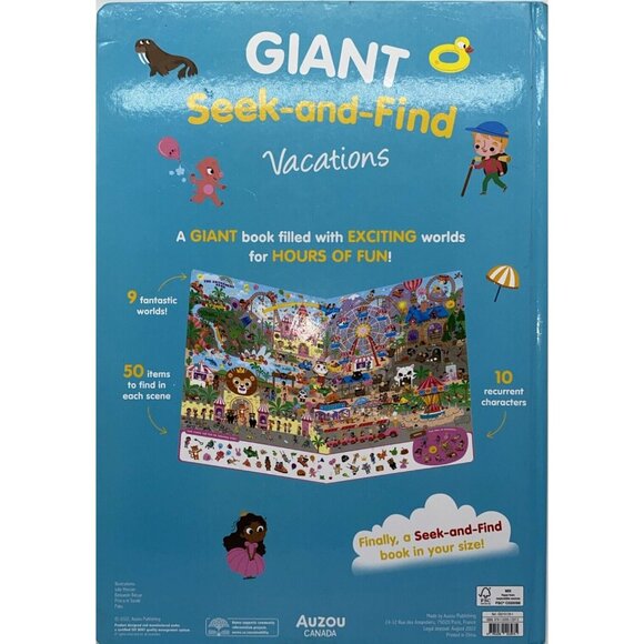 Giant Seek-and-Find Vacations Hardcover Children’s Board Book Auzou Canada - Picture 5 of 10
